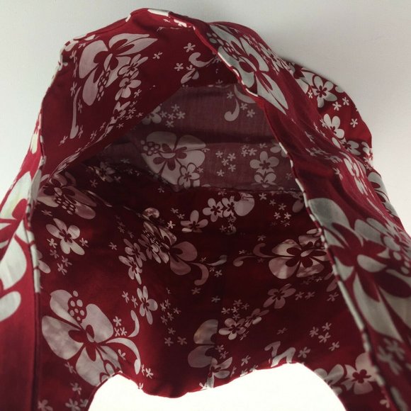 Handmade Red Hawaiian Flower Slouch Mini Tote Bag Boho Knotted Purse Scripture - Picture 7 of 9